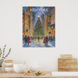 Christmas in New York Poster, Winter City Scene  ポスター