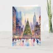 Christmas in New York Watercolor カード (正面)
