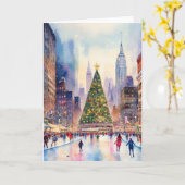 Christmas in New York Watercolor カード (黄色い花)