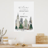 Christmas in New York wedding welcome sign poster ポスター (キッチン)