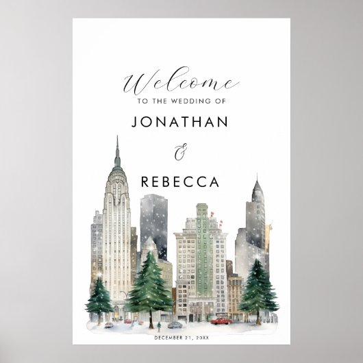 Christmas in New York wedding welcome sign poster ポスター (正面)