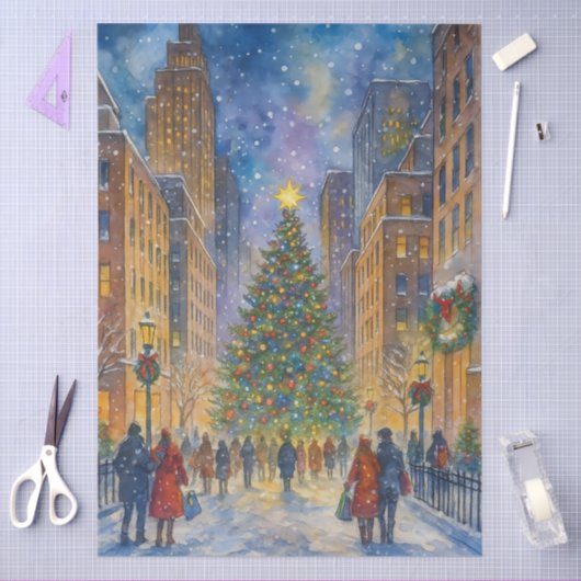 Christmas in New York – Winter City Scene 薄葉紙 (クラフト)