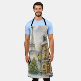 Christmas in Paris Apron | Watercolor Eiffel Tower エプロン