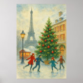 Christmas in Paris Art Print – Eiffel Tower Winter ポスター (正面)