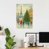 Christmas in Paris Art Print – Eiffel Tower Winter ポスター (ホームオフィス)