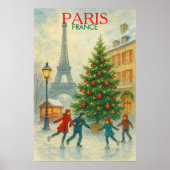 Christmas in Paris Art Print – Eiffel Tower Winter ポスター (正面)
