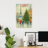 Christmas in Paris Art Print – Eiffel Tower Winter ポスター (ホームオフィス)