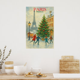 Christmas in Paris Art Print – Eiffel Tower Winter ポスター