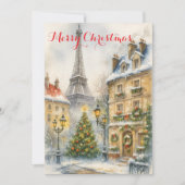 Christmas in Paris Eiffel Tower Winter Personalize 招待状 (正面)