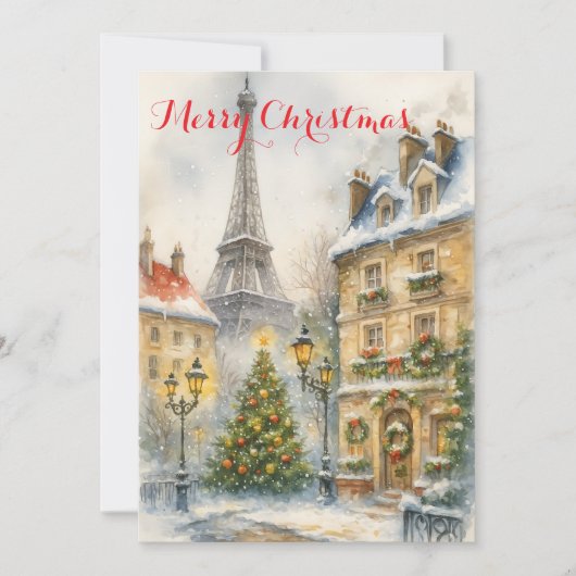 Christmas in Paris Eiffel Tower Winter Personalize 招待状 (正面)