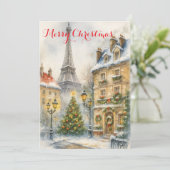 Christmas in Paris Eiffel Tower Winter Personalize 招待状 (スタンド正面)