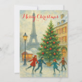 Christmas in Paris Eiffel Tower Winter Personalize 招待状 (正面)