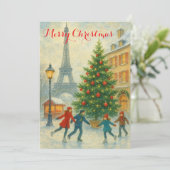 Christmas in Paris Eiffel Tower Winter Personalize 招待状 (スタンド正面)