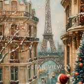 Christmas in Paris – Whimsical Winter Eiffel Tower キャンバスプリント