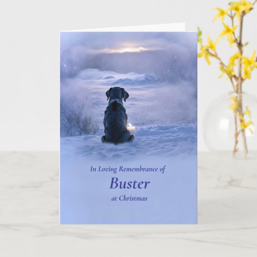 Christmas in Remembrance of Beloved Dog with Snow カード (黄色い花)