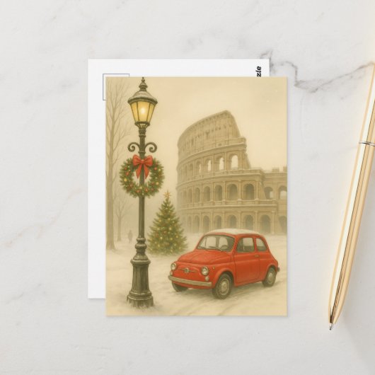 Christmas in Rome Italy – Holiday Art Gift  ポストカード (正面/裏面インサイチュ)