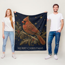 Christmas in the Stars | 赤いショウジョウコウカンチョウ フリースブランケット