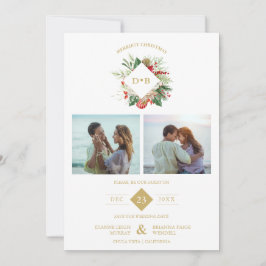 Christmas Initials Floral 2 Photos Collage Fancy セーブザデート