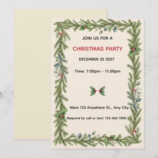 Christmas Invitation  招待状 (正面/裏面)