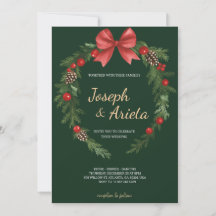 Christmas Invitation card with a wreath design 