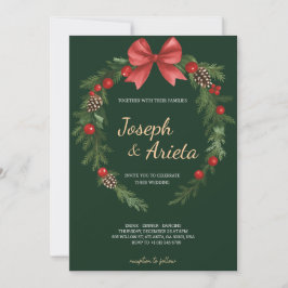Christmas Invitation card with a wreath design  招待状