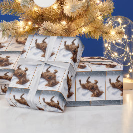 Christmas Irish Setter Making a Snow Angel ラッピングペーパー