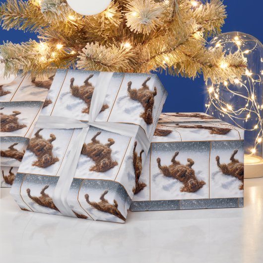 Christmas Irish Setter Making a Snow Angel ラッピングペーパー (クリスマス)