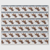 Christmas Irish Setter Making a Snow Angel ラッピングペーパー (フラット)