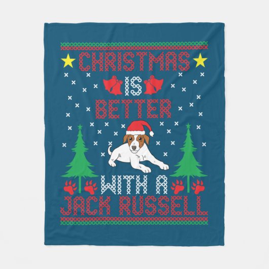 Christmas Is Better With A Jack Russell Terrier Ug フリースブランケット (正面)