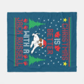 Christmas Is Better With A Jack Russell Terrier Ug フリースブランケット (正面(横))