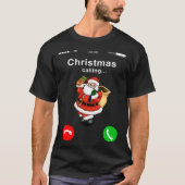 Christmas is Calling Santa Claus Mobile Phone Call Tシャツ (正面)