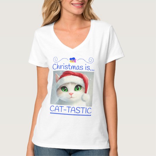 Christmas Is Cat-tastic Cute Cat T-Shirt Tシャツ (正面)