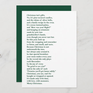 Christmas Isn't Gifts (Green) Non Photo Poem Card シーズンカード