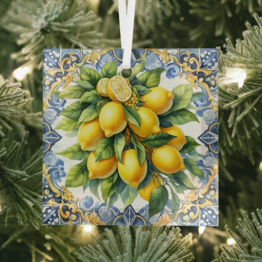 Christmas Italian Lemons Glass Ornament ガラスオーナメント (インサイチュ)