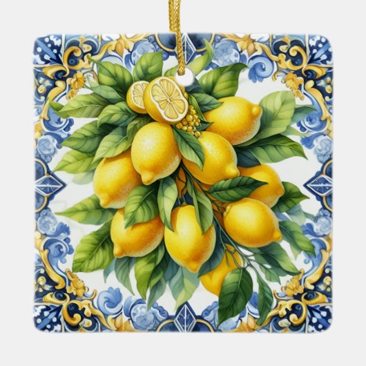 Christmas Italian Lemons Ornament セラミックオーナメント (正面)