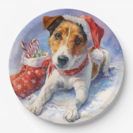  Christmas Jack Russell Paper Plate ペーパープレート