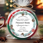 Christmas jam ingredient Label with wreath ラウンドシール