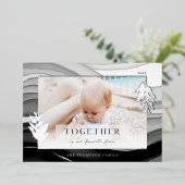 Christmas Japandi Familyミニマル Photoで一緒に 箔シーズンカード (立ち正面)