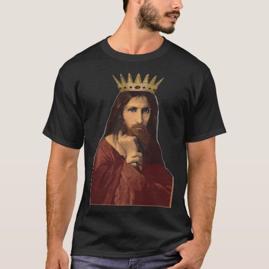 Christmas Jesus Christ Crowned King Portrait Women Tシャツ (正面)