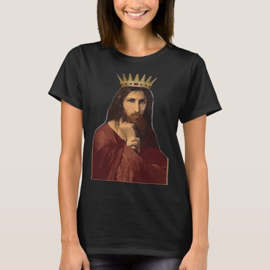 Christmas Jesus Christ Crowned King Portrait Women Tシャツ (正面)