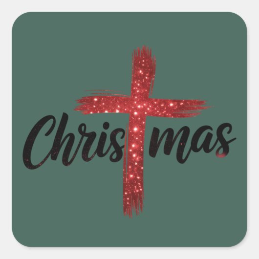 Christmas Jesus Cross Christian Faith Religion スクエアシール (正面)