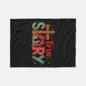 Christmas Jesus Cross Religious Christian Xmas Tru フリースブランケット (正面(横))