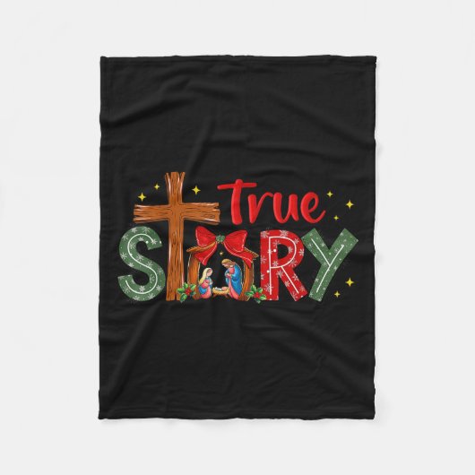 Christmas Jesus Cross Religious Christian Xmas Tru フリースブランケット (正面)