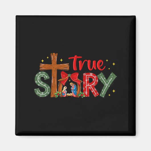 Christmas Jesus Cross Religious Christian Xmas Tru マグネット (正面)