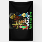 Christmas Jesus Faith Hope Love Snowman Christian 横断幕 (縦)