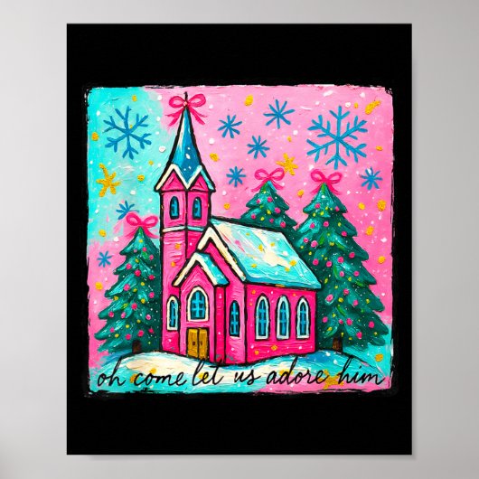 Christmas Jesus Oh Come Let Us Adore Him Funny Chr ポスター (正面)