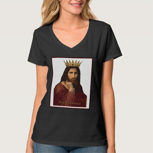 Christmas Jesus Portrait Crowned Prince of Peace C Tシャツ (正面)