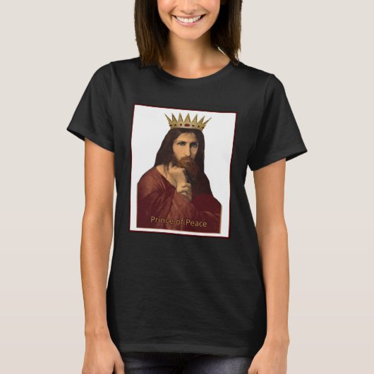 Christmas Jesus Portrait Crowned Prince of Peace C Tシャツ (正面)