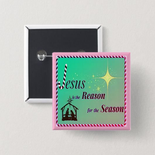 Christmas Jesus Reason for Season Button Accessory 缶バッジ (正面&裏面)