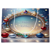 Christmas Jewel Frame Holiday Gift Bag ラージペーパーバッグ (正面)